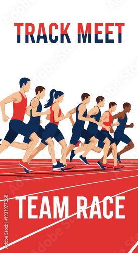 Dynamic Athletes Compete in an Intense Track Meet During a High-Stakes Team Race Event