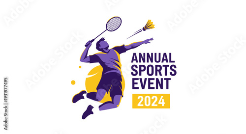 Dynamic Badminton Player Demonstrating Skill For The Annual Sports Event Illustration