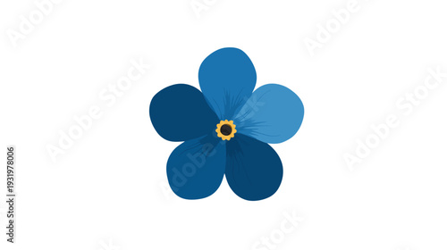 A digitally created floral image featuring a five-petaled blue flower with a yellow center
