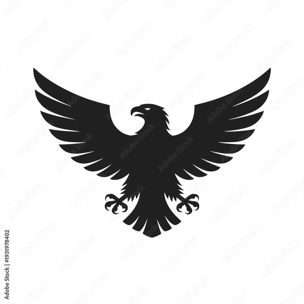 Fototapeta premium Black silhouette eagle wings spread vector illustration freedom symbol