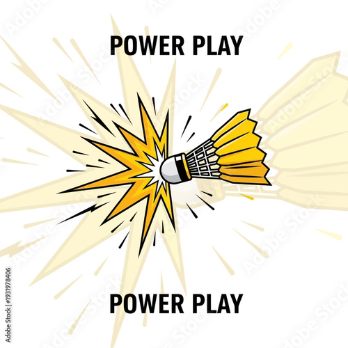 Dynamic Badminton Smash Illustration Depicting Powerful Action and Energetic Movement