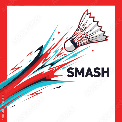 Dynamic Badminton Smash Illustration Depicting Speed, Power, and Athleticism in Motion