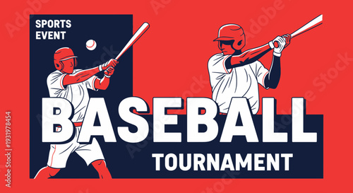Dynamic Baseball Tournament Illustration with Vibrant Colors and Energetic Gameplay Graphics