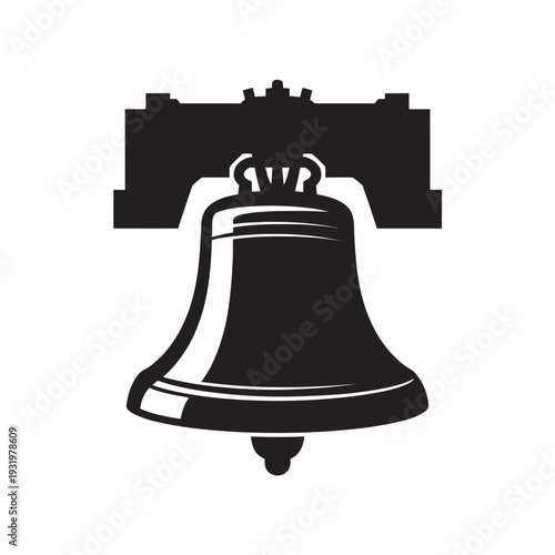 Liberty bell silhouette historical monument icon for american design