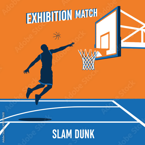 Dynamic Basketball Silhouette: Capturing The Essence Of An Exhibition Match And Slam Dunk
