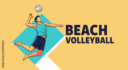 Dynamic Beach Volleyball Action: Athlete Spiking the Ball During Competitive Gameplay