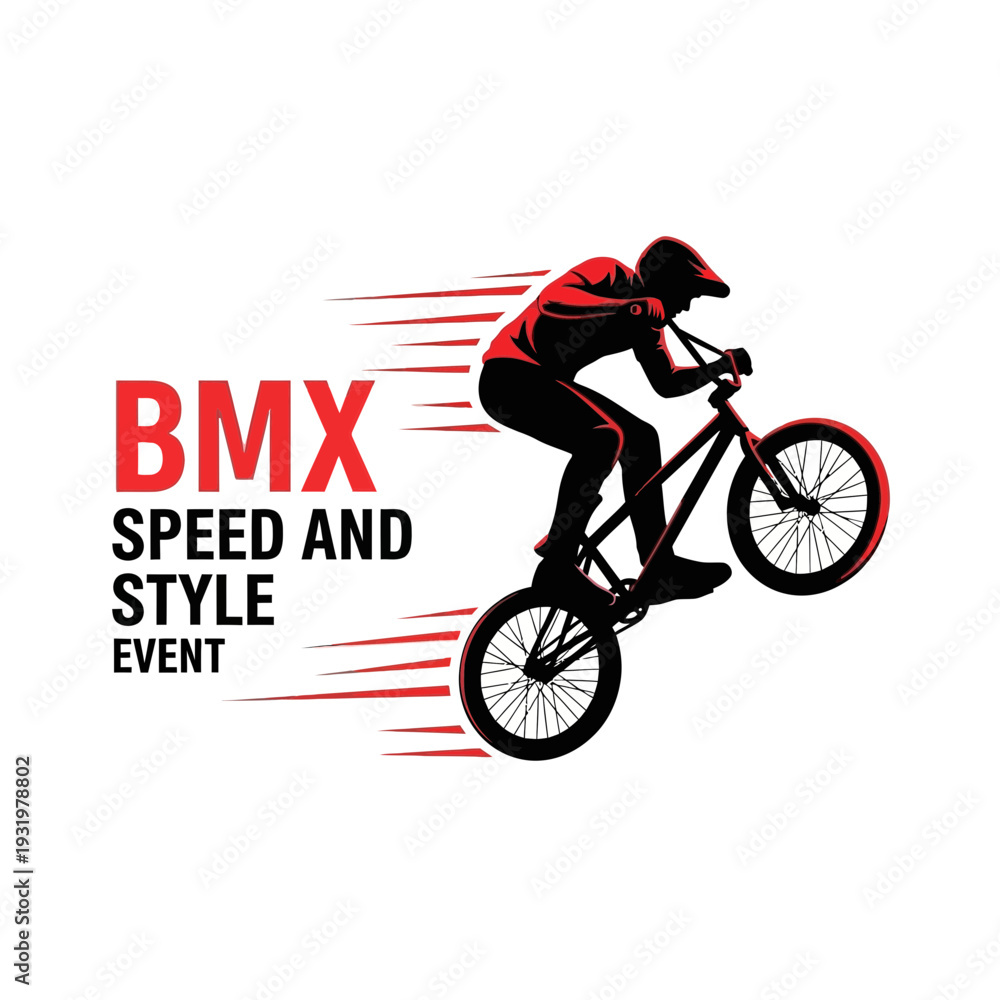 Obraz premium Dynamic BMX Rider Performing Stunt in Motion for Sport Competition Event Branding