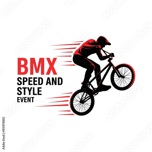 Dynamic BMX Rider Performing Stunt in Motion for Sport Competition Event Branding