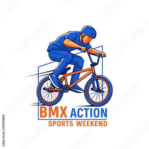 Dynamic BMX Rider Performing Stunts During A High-Energy Weekend Sports Event Illustration