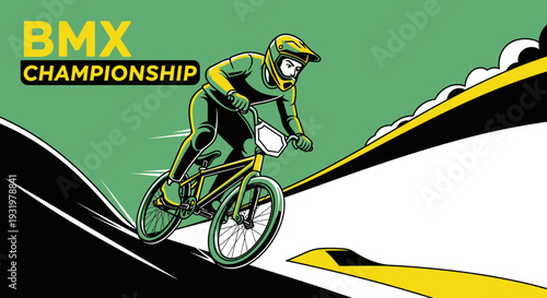 Dynamic BMX Rider Performing Action During The Intense Championship Race in a Vibrant Scene