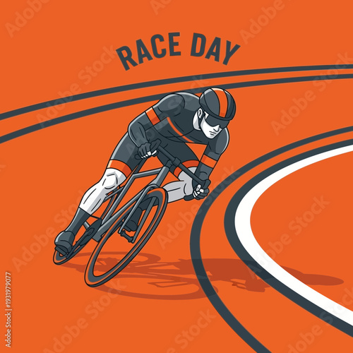 Dynamic Cyclist Racing on a Velodrome Track, Emphasizing Speed and Endurance in Competition