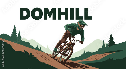 Dynamic Domhill Rider: Mountain Biking Adventure Through Lush Green Landscapes