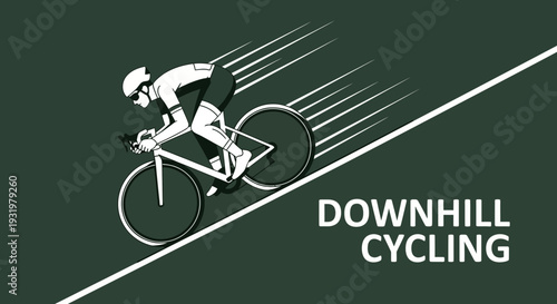 Dynamic Downhill Cycling Illustration Depicting Speed and Athleticism on a Challenging Slope