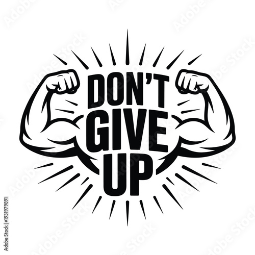 Strong flexed biceps show motivational gym.