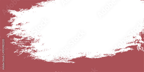 White acrylic paint brush stroke on dark red textured background, isolated artistic grunge splash for copy space header