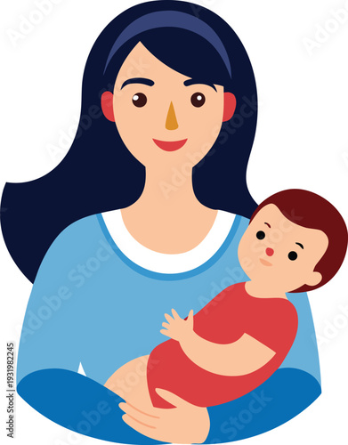 Mother Holding Baby white background