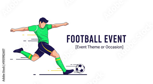 Dynamic Football Action Depicting a Player Kicking the Ball in a Sporting Event