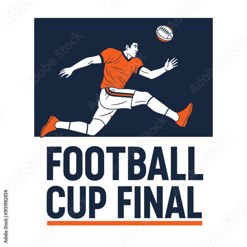 Dynamic Football Player Reaching for the Ball in a Modern Sports Championship Design