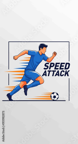 Dynamic Football Player Sprinting Towards the Goal in Fast-Paced Action and Competitive Speed