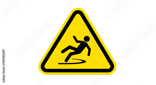 Warning sign indicating a person slipping on a wet surface.
