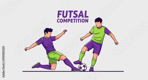 Dynamic Futsal Competition Illustration Depicting Two Players Engaging In Intense Gameplay
