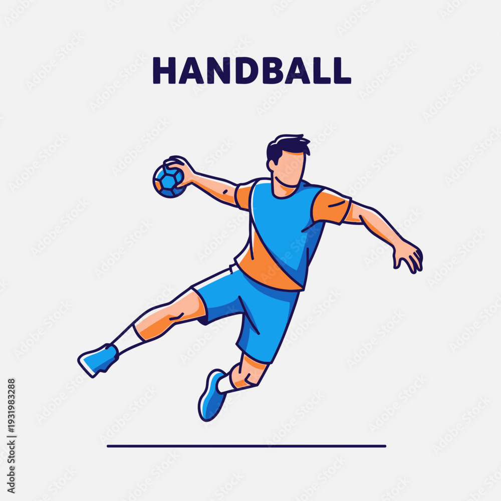 Fototapeta premium Dynamic Handball Action: A Vector Illustration Showcasing Sporty Energy and Competitive Spirit