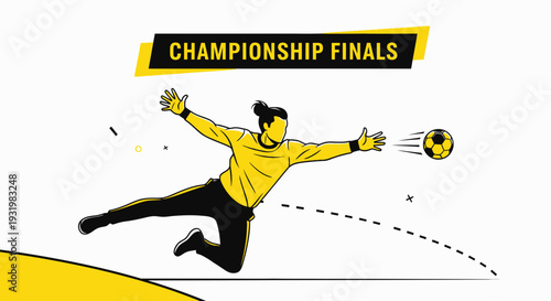 Dynamic Goalkeeper Action Captures the Thrill of Championship Finals With Artistic Illustration