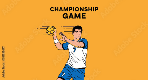 Dynamic Handball Game Illustration Depicting Championship Athletic Competition Victory