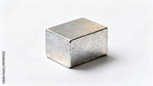 Wallpaper Mural Solid rectangular metal block or silver ingot on white background. Torontodigital.ca