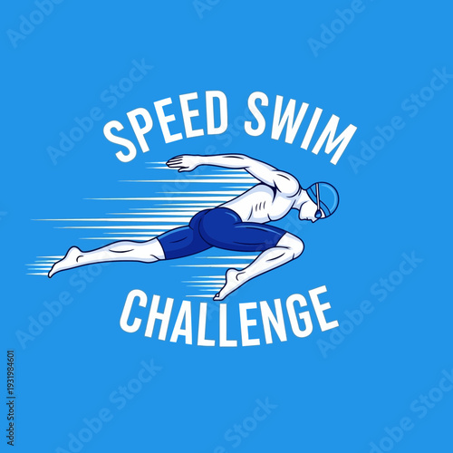Dynamic Illustration of a Competitive Swimmer in Motion Depicting Speed and Endurance