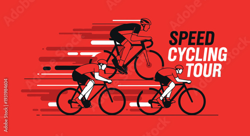 Dynamic Illustration of A Cycling Race with Cyclists Showcasing Energetic Motion