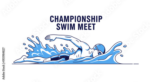 Dynamic Illustration of a Swimmer Competing in the Championship Swim Meet