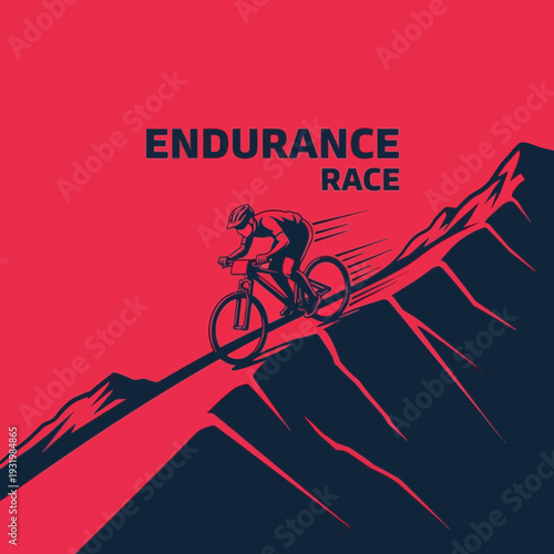Dynamic Illustration of an Endurance Mountain Bike Race on a Challenging Alpine Ascent