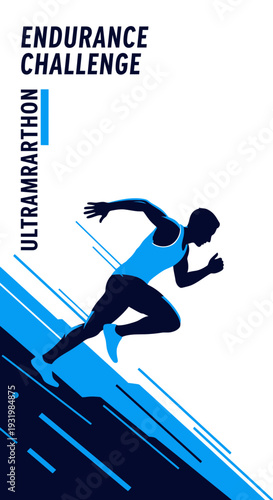 Dynamic Illustration of an Endurance Runner Silhouetted During an Ultramarathon Competition