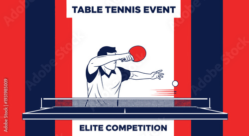 Dynamic Illustration Of A Table Tennis Player During An Intense Match With Speed