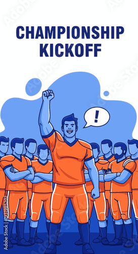 Dynamic Illustration of Football Team Ready to Compete in a Championship Kickoff Event