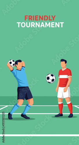 Dynamic Illustration of Friendly Soccer Tournament Featuring Sporty Figures in Action