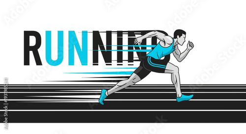 Dynamic Illustration of Runner in Action Emphasizing Speed and Athleticism on Track