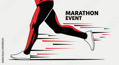 Dynamic Illustration of Marathon Runner in Motion, Capturing Speed and Endurance