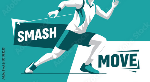 Dynamic Illustration of Runner in Action Emphasizing Motion and Achievement