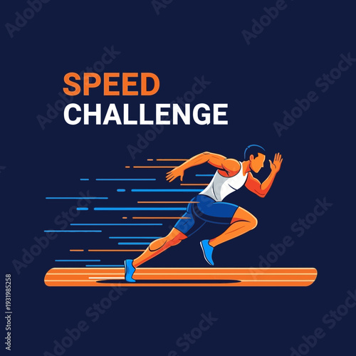 Dynamic Illustration Of Runner Embarking On a Speed Challenge Depicting Movement and Energy