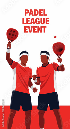 Dynamic Illustration of Padel League Event Showcasing Sporty Competition and Active Play