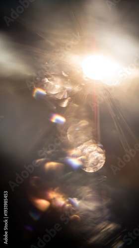 Light leaks Lens flare holographic effect vertical background. Texture of retro film overly, image with scratch, dust and lights