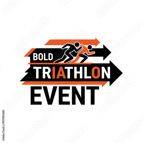 Dynamic Illustration Showcasing a Bold Triathlon Event Promoting Endurance and Physical Achievement
