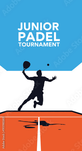 Dynamic Junior Padel Tournament Silhouette: Action-Packed Graphic Design For Events or Promotions