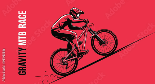 Dynamic Mountain Biker Conquering Challenging Terrain in an MTB Gravity Race