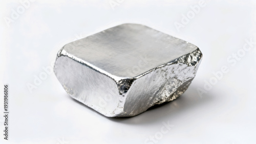 Wallpaper Mural Raw silver nugget or solid precious metal ingot isolated on a white background. Torontodigital.ca
