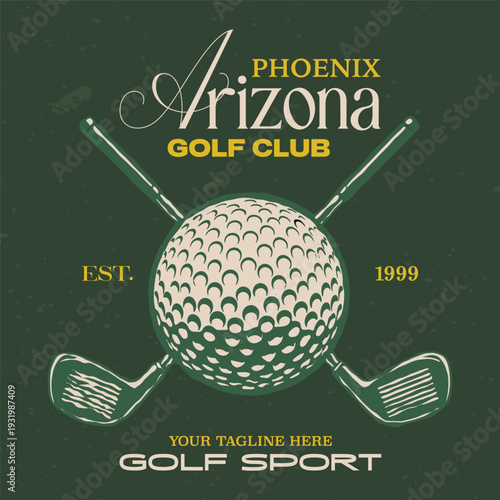 Vintage Golf T-Shirt Design Collection, Retro Country Club Badges, Sport Apparel Illustrations, Classic Golfer Mascot and Tournament Vector Graphics.