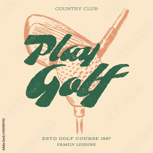 Vintage Golf T-Shirt Design Collection, Retro Country Club Badges, Sport Apparel Illustrations, Classic Golfer Mascot and Tournament Vector Graphics.