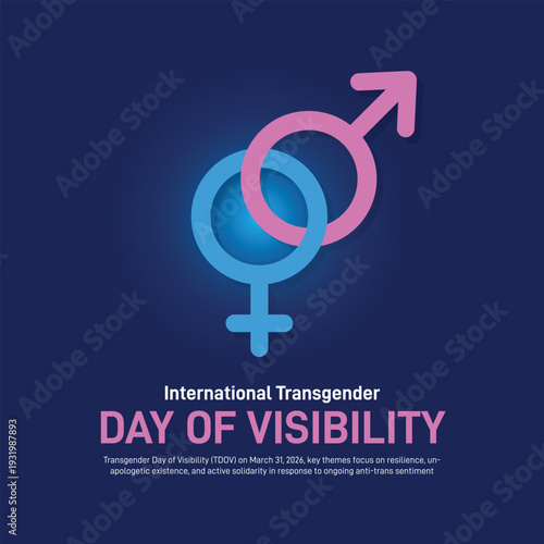 transgender day of visibility 2026. international transgender day of visibility concept banner, poster, social media post, postcard, background, backdrop, template, web banner, cover vector design etc